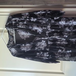 Black Floral High Low Top